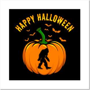 Funny Bigfoot Pumpkin Happy Halloween Posters and Art